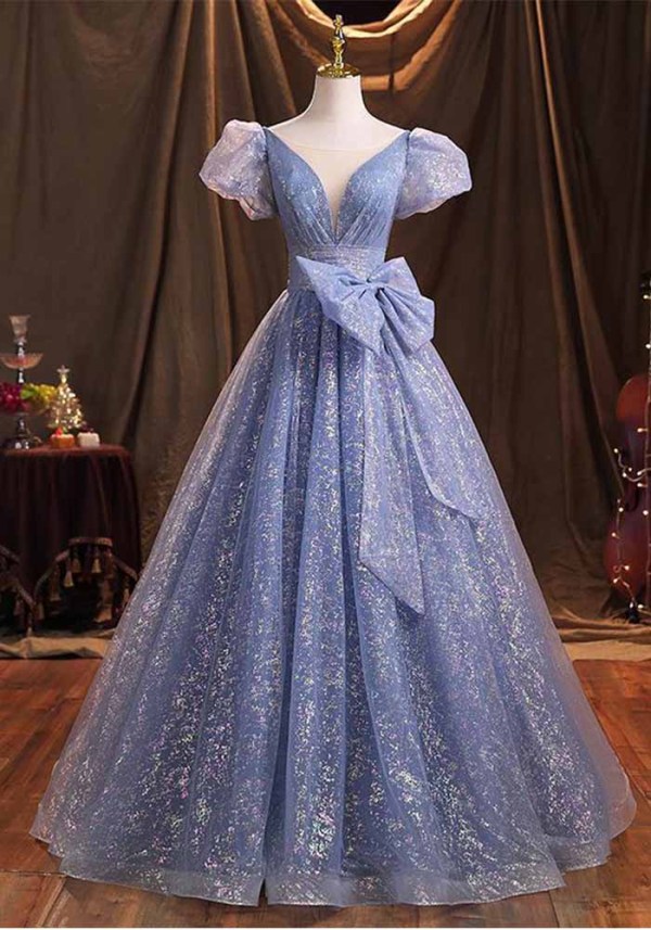 Women Formal Party Performance Blue Evening Dress(Processing time need 3-6 days)