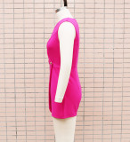Women Solid V-Neck Two Button Career Jumpsuits