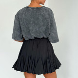 Women French Ruffle Summer Solid Elegant Irregular Pleated Skirt