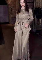 Women lace-up shirt and elegant skirt two-piece set Women lace-up shirt and elegant skirt two-piece set