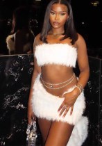 Women sexy furry chest wrap Top and Skirt two-piece set Women sexy furry chest wrap Top and Skirt two-piece set