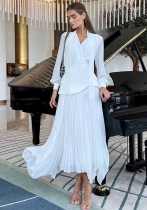 Women lace-up irregular pleated dress girdle two-piece set Women lace-up irregular pleated dress girdle two-piece set