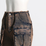 Stylish Casual Patchwork Multi-Pocket Denim Pants