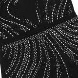 Women Sexy Slash Shoulder Beaded Slit Dress