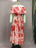 Women's Gradient Color Printed Off Shoulder Maxi Dress