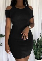Women's Clothing Sexy Fashionable Solid Color Cutout Short Sleeve Bodycon Dress Women's Clothing Sexy Fashionable Solid Color Cutout Short Sleeve Bodycon Dress