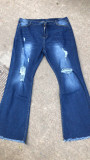 Women Stretch Ripped Denim Bell Bottom Pants