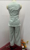 Women Summer Solid Sleeveless Vest And Pant Two-piece Set