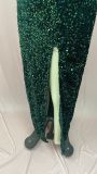 Summer Women's High Waist Sexy Fashion Straps Sequin Slit Dress