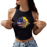Summer American Flag Printed Black Sexy Vest Fashion Usa Tops
