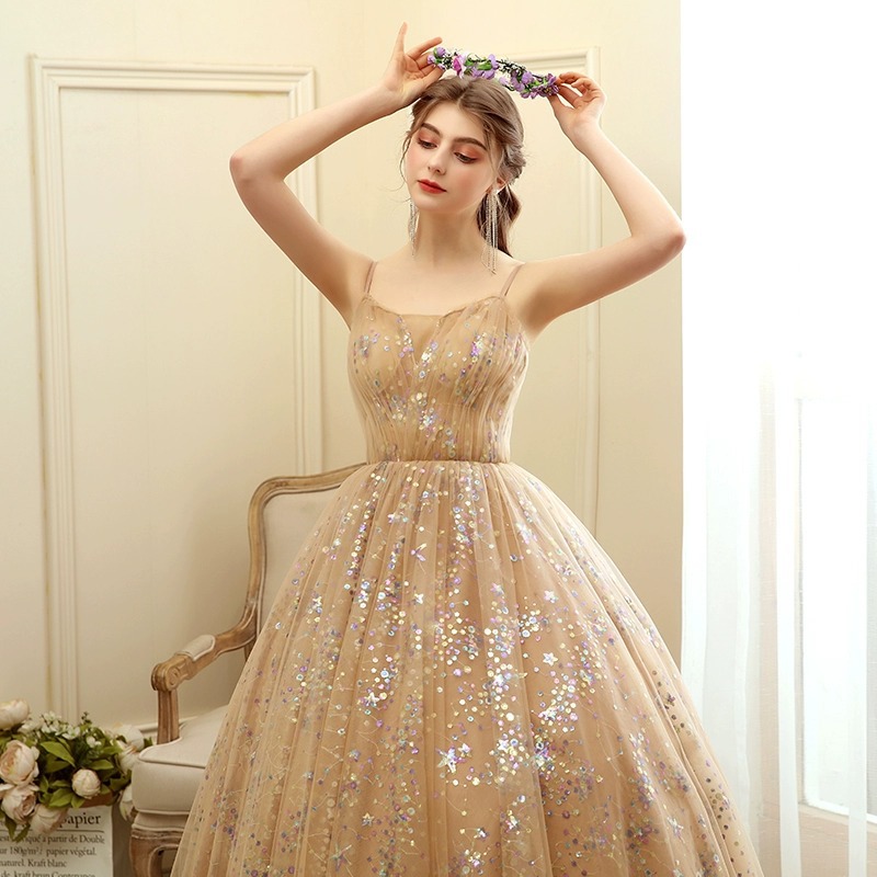 Luxury Strap A-Line Evening Dress Elegant Wedding Gown(Processing time need 3-6 days)