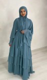 Fashion Patchwork Three-Layer Chiffon Long Dress Parent-Child Wear
