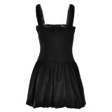 Women Casual Summer Backless Sexy Satin Bubble Skirt