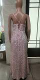 Sleeveless Backless Strap Red Deep V-Neck Sequin Dress（Processing time need 3-6 days）