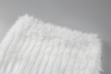 Women sexy furry chest wrap Top and Skirt two-piece set