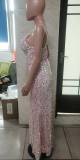 Sleeveless Backless Strap Red Deep V-Neck Sequin Dress（Processing time need 3-6 days）
