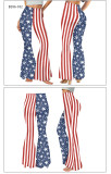Summer Women's American Flag Print Casual Bell Bottom Pants