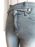 Women's Double Waist Stylish Pocket Denim Pants