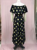 Women's Gradient Color Printed Off Shoulder Maxi Dress