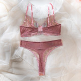 Women Lace Embroidered Bra Flower Embroidered Underwire Sexy LingerieSet
