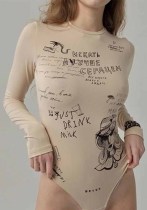 Autumn Round Neck Printed Long Sleeve Casual Fashion Women's Bodysuit Autumn Round Neck Printed Long Sleeve Casual Fashion Women's Bodysuit