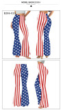 Summer Women's American Flag Print Casual Bell Bottom Pants