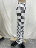 Spring Women's Knitting Stretch Stripe Slim Long Skirt