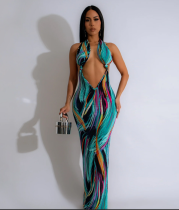 Women Sexy Backless Halter Neck Maxi Dress