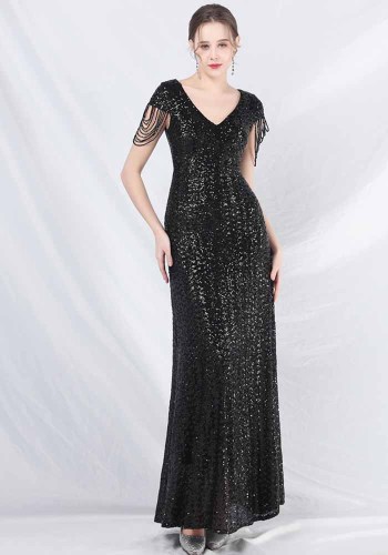 Plus Size Women Formal Party Sequin Evening Dress