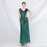 Plus Size Women Formal Party Sequin Evening Dress