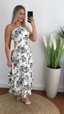 Women Holidays Printed Halter Neck Strapless Dress