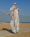 Women Dubai Long Sleeve Top Patchwork Maxi Dress