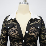 Women Lace Patchwork Long Sleeve Jumpsuit