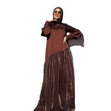 Women Dubai Long Sleeve Top Patchwork Maxi Dress