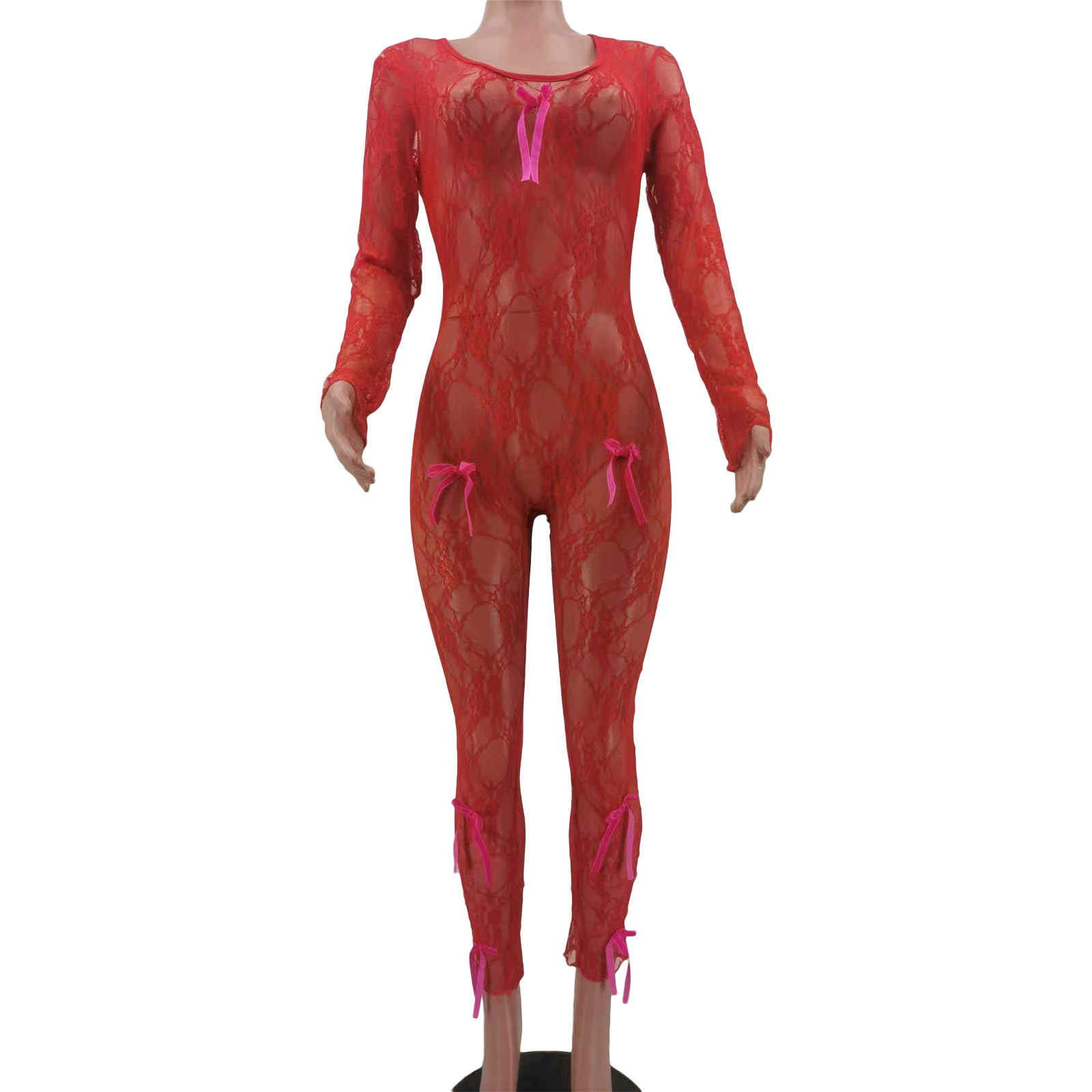 Lace Bow Jumpsuit for Evening & Party Wear