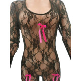 Women's Clothing Sexy Bow Lace Jumpsuit