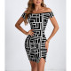 Women Print Off Shoulder Sexy Bodycon Dress
