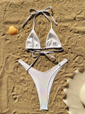 Women Bikini Gradient Backless Lace-Up Swimsuit