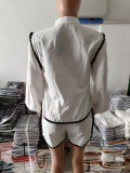 Women Round Neck Long Sleeve Top And Shorts Two-piece Set