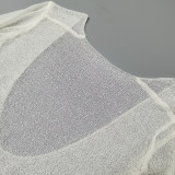 Women Summer Backless Beach Holidays Long Sleeve Hollow Dress