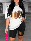 Women's Fashion Printed T-Shirt Shorts Two-Piece Set
