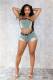 Strapless Stretch Two Piece Denim Shorts Set