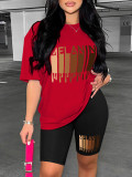 Women's Fashion Printed T-Shirt Shorts Two-Piece Set