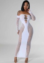 Off Shoulder Long Sleeve Stretch See Through Sexy Dress Off Shoulder Long Sleeve Stretch See Through Sexy Dress