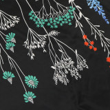 Women Dubai Arabian Spring Summer Print Contrast Color Robe