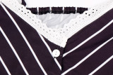 Summer Stripes Printed Strap Pajamas Two-Piece Home Clothes Set