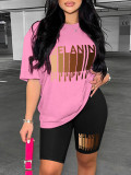 Women's Fashion Printed T-Shirt Shorts Two-Piece Set