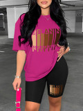 Women's Fashion Printed T-Shirt Shorts Two-Piece Set