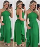 Women Holidays Printed Halter Neck Strapless Dress