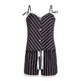 Summer Stripes Printed Strap Pajamas Two-Piece Home Clothes Set